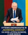 Gali būti 1 asmuo ir tekstas „VYTENIS ANDRIUKAITIS IR „NUOMONIY !VAIROVÉ&quot;: KAI GERBI „KITOKIĄ NUOMONĘ, O LAIMI“ vaizdas