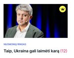 May be an image of 1 person and text that says 'NUOMONIY RINGAS Taip, Ukraina gali laiméti karą (12)'