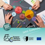 Gali būti 1 asmuo ir tekstas „2024 ጋርንላ 2025 metai mokslo Suburk komanda! savo European Statistics Competition ES Valstybés duomeny nu agentüra“ vaizdas