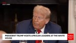 Gali būti 1 asmuo, Ovalusis kabinetas ir tekstas „JULY JULY9,2025 9, 2025 PRESIDENT TRUMP HOSTS AFRICAN LEADERS AT TH WHITE HOUSE Forbes BREAKING NEWS“ vaizdas