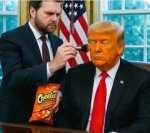 May be an image of 2 people, the Oval Office and text that says 'Cheetos Crectos'