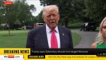 Gali būti 2 žmonės, Ovalusis kabinetas ir tekstas „Latest BREAKING NEWS sky news .com Trump says Zelenskyy should not target Moscow BREAKING NEWS 85 Visit the Sky News app and website for today's top topstone Store“ vaizdas
