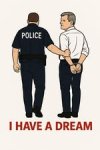 Gali būti ‎tekstas „‎POLICE جاي I HAVE A DREAM‎“‎ grafika