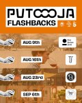 Gali būti 2 žmonės ir tekstas „D PUTCOOJA FLASHBACKS PU HEIRAS 5 JA AUG AUG9th 9th Lost 5orizon Sarm AUG 16th IS AUG 23rd SEP SEP6th 6th Garden Pah TELPINCATION“ vaizdas