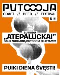 Gali būti alus ir tekstas „PUTOOOJA CRAFT Il BEER Il FESTIVAL กตย Naticas 5 % SU KODU E &quot; ATEPALUCKAI&quot; GAUK NUOLAIDĄ PUTOOOJA BILIETAMS! PUIKI DIENA ŠVĘSTI!“ vaizdas