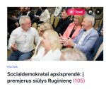 Gali būti 4 žmonės ir tekstas „Gyvai POLITIKA Socialdemokratai apsisprende: i premjerus siülys Ruginienę (105)“ vaizdas